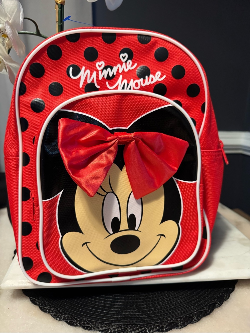 Disney Minnie Mouse Red and Black Kids Backpack with Bow